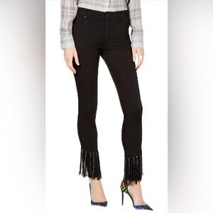 INC International Concepts Black Skinny Jeans with Fringe Hem
